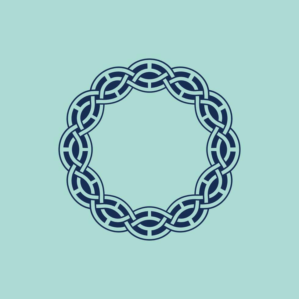 luxury elegant blue circle helix pattern frame vector