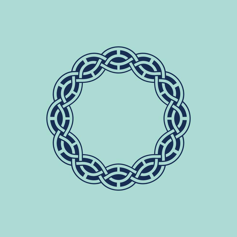 luxury elegant blue circle helix pattern frame vector