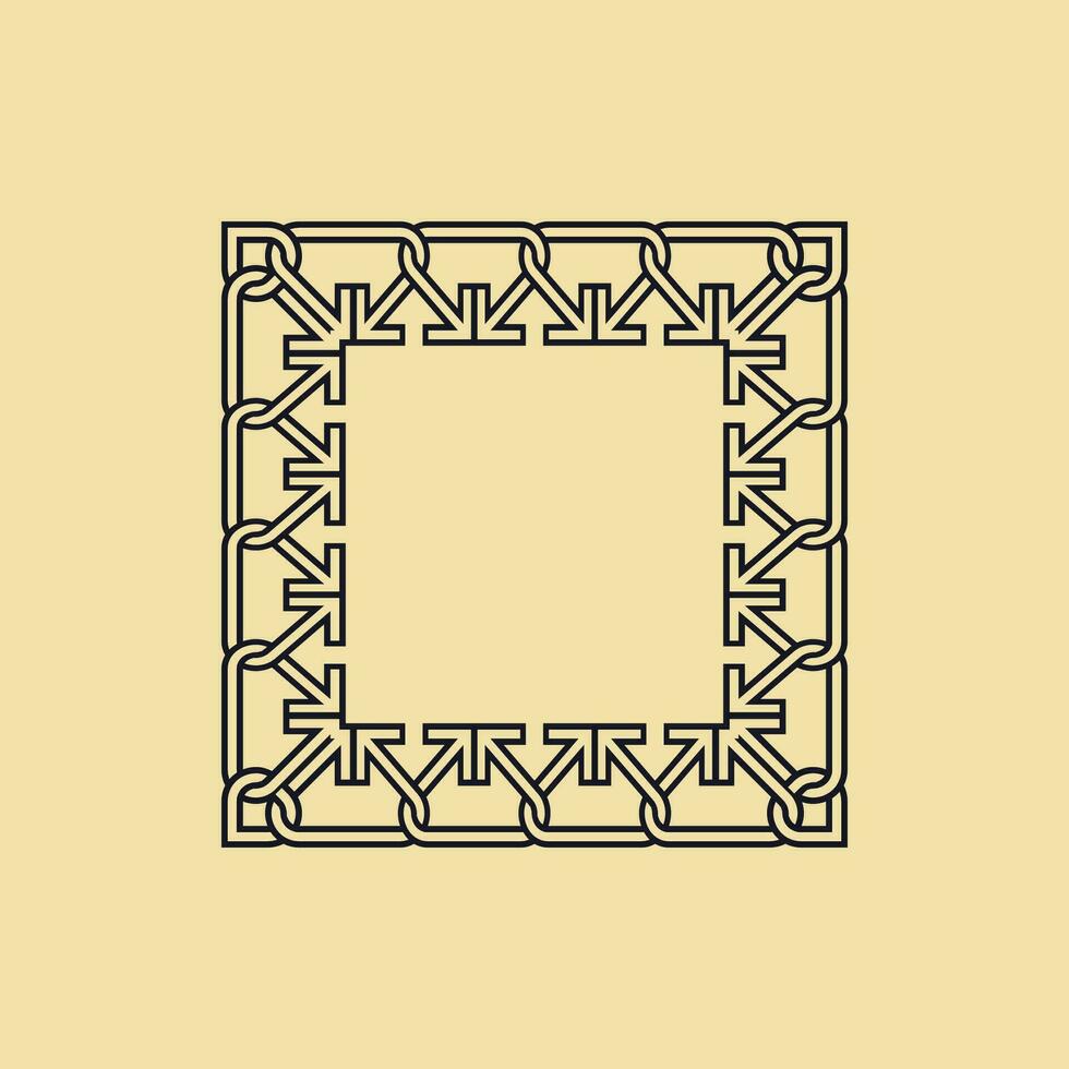luxury elegant cream black square pattern frame vector