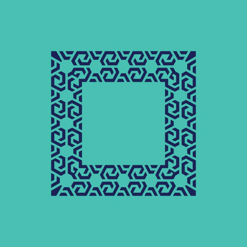 modern abstract blue square tribe pattern frame vector