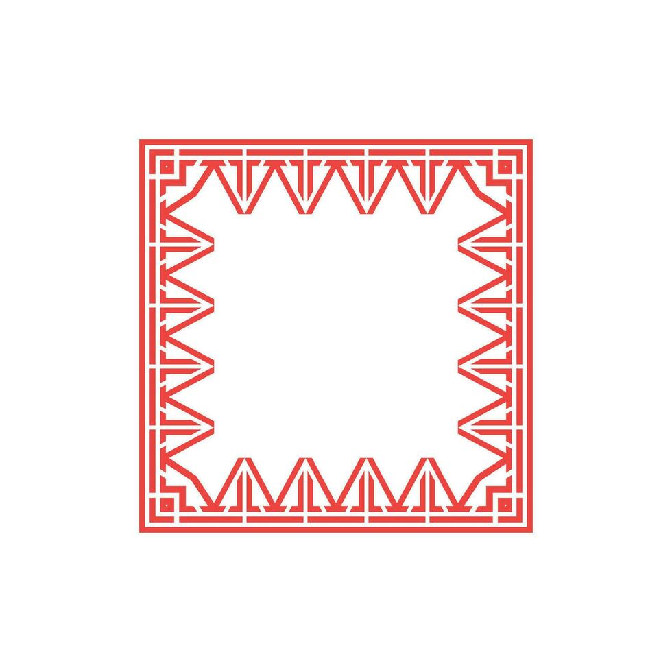 abstract elegant red square tribe pattern frame vector