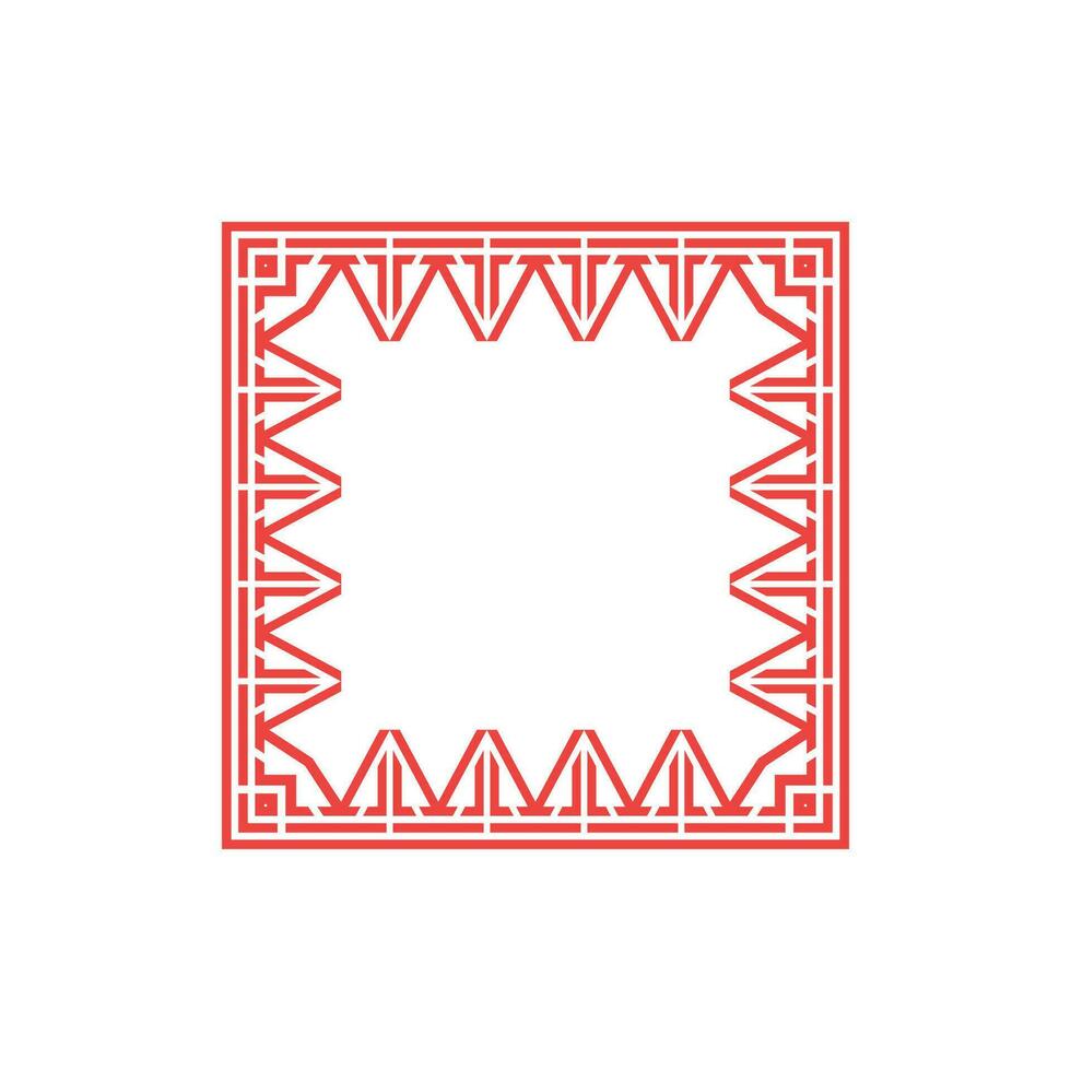 abstract elegant red square tribe pattern frame vector