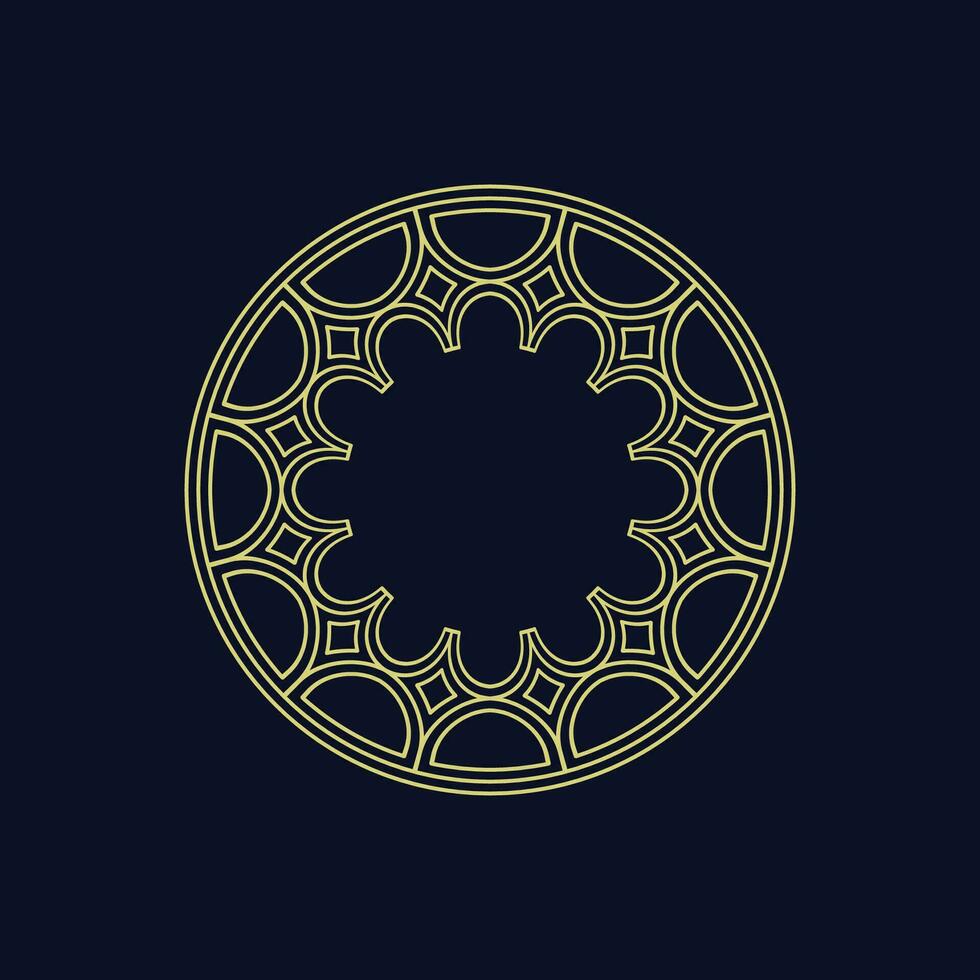 luxury elegant navy light yellow circle pattern frame vector