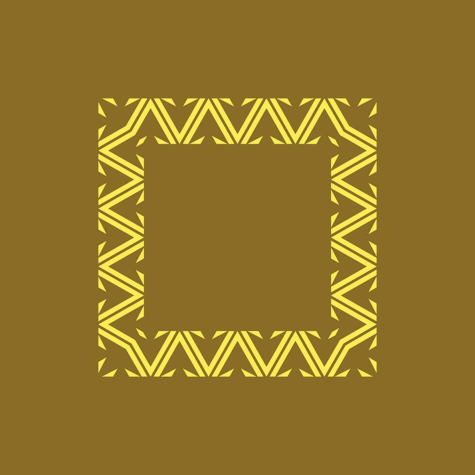 luxury elegant yellow square bamboo pattern frame vector