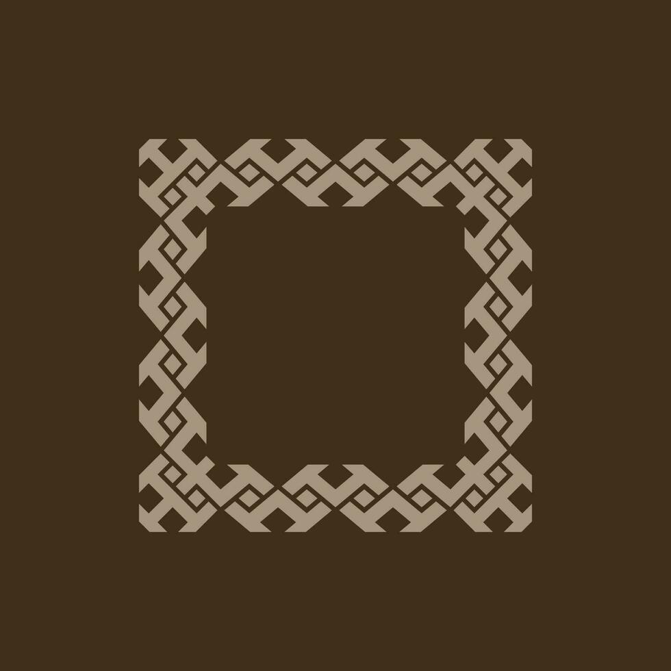 luxury abstract brown square pattern frame vector