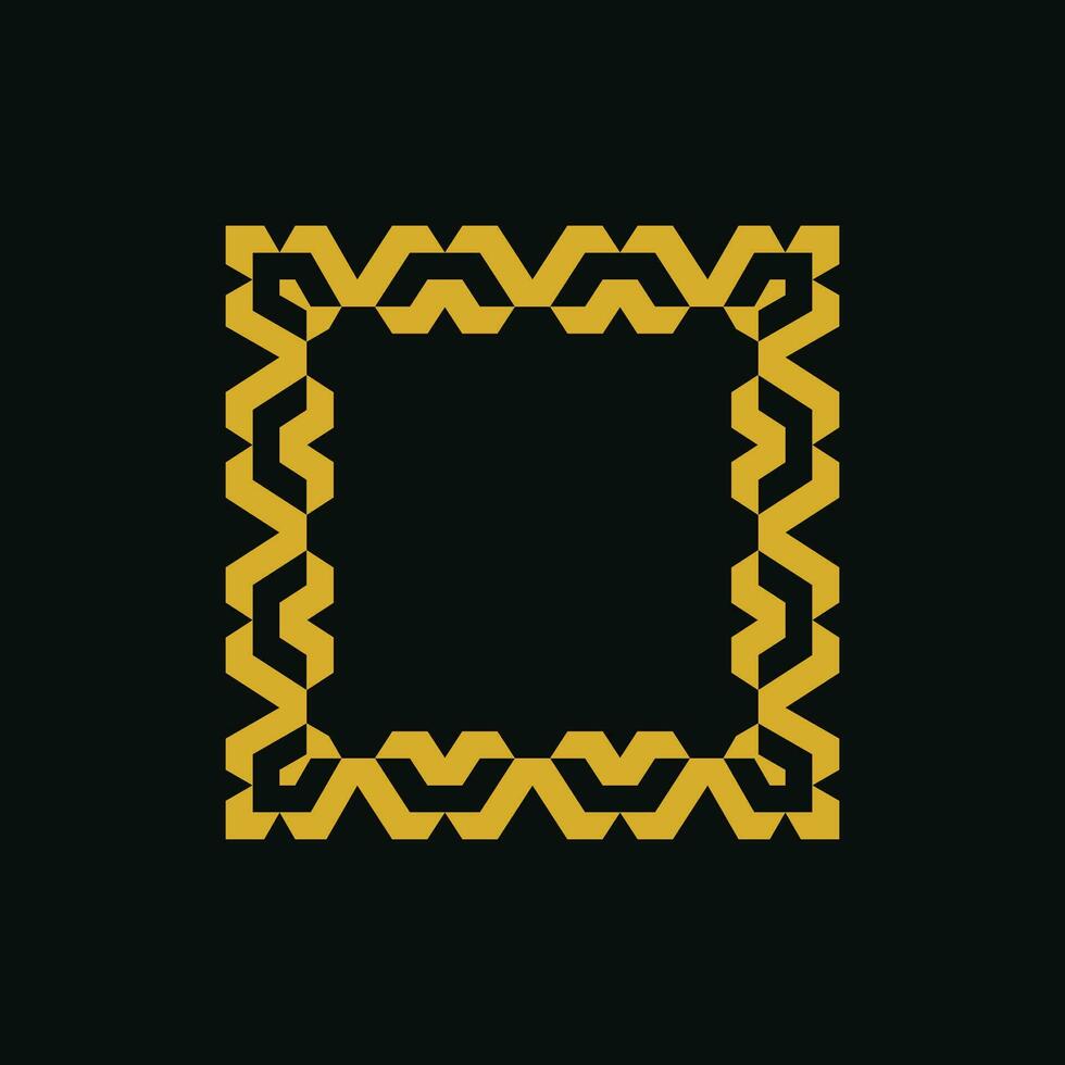 modern elegant yellow gold square pattern frame vector