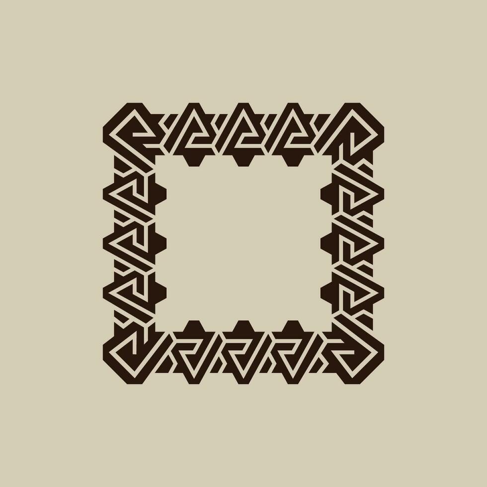 modern elegant brown square abstract pattern frame vector