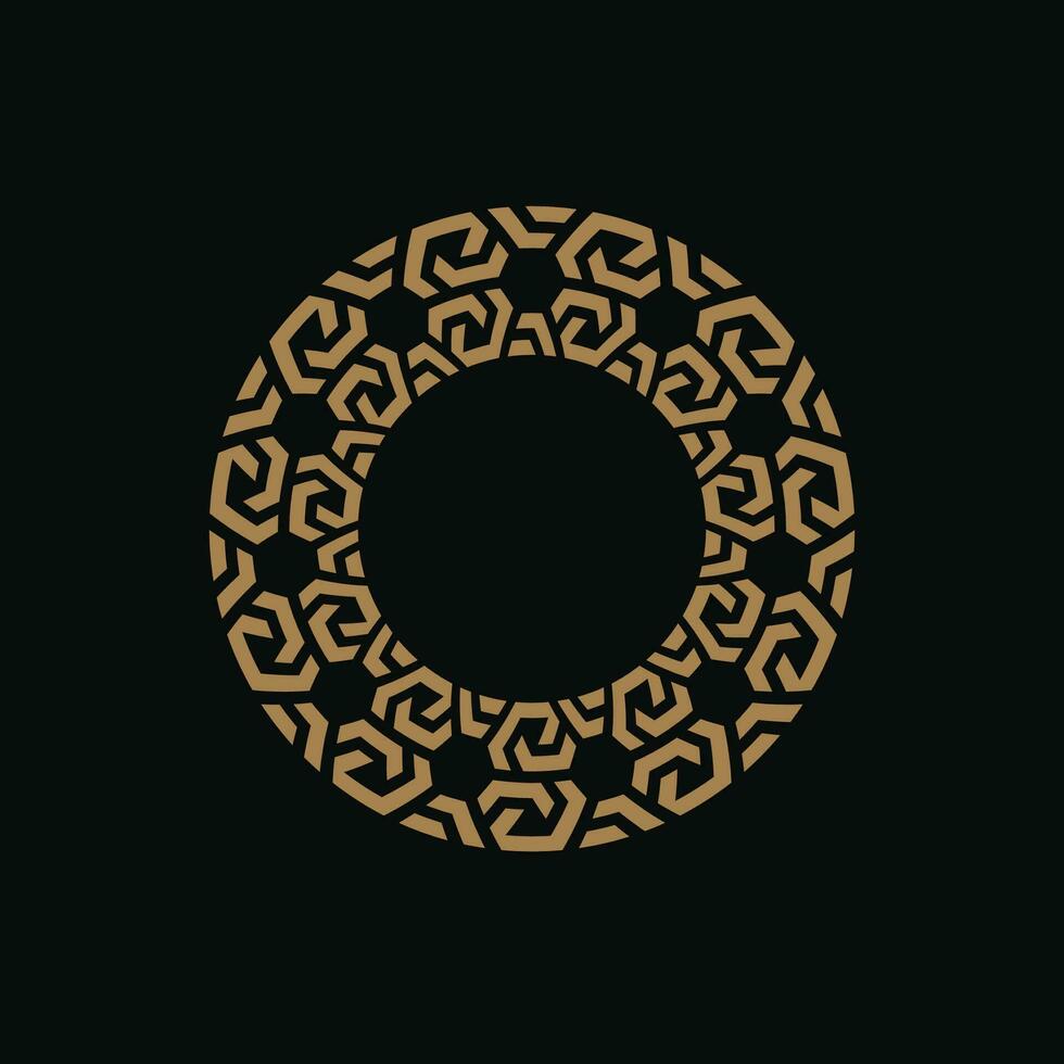 luxury abstract black brown circle tribe pattern frame vector