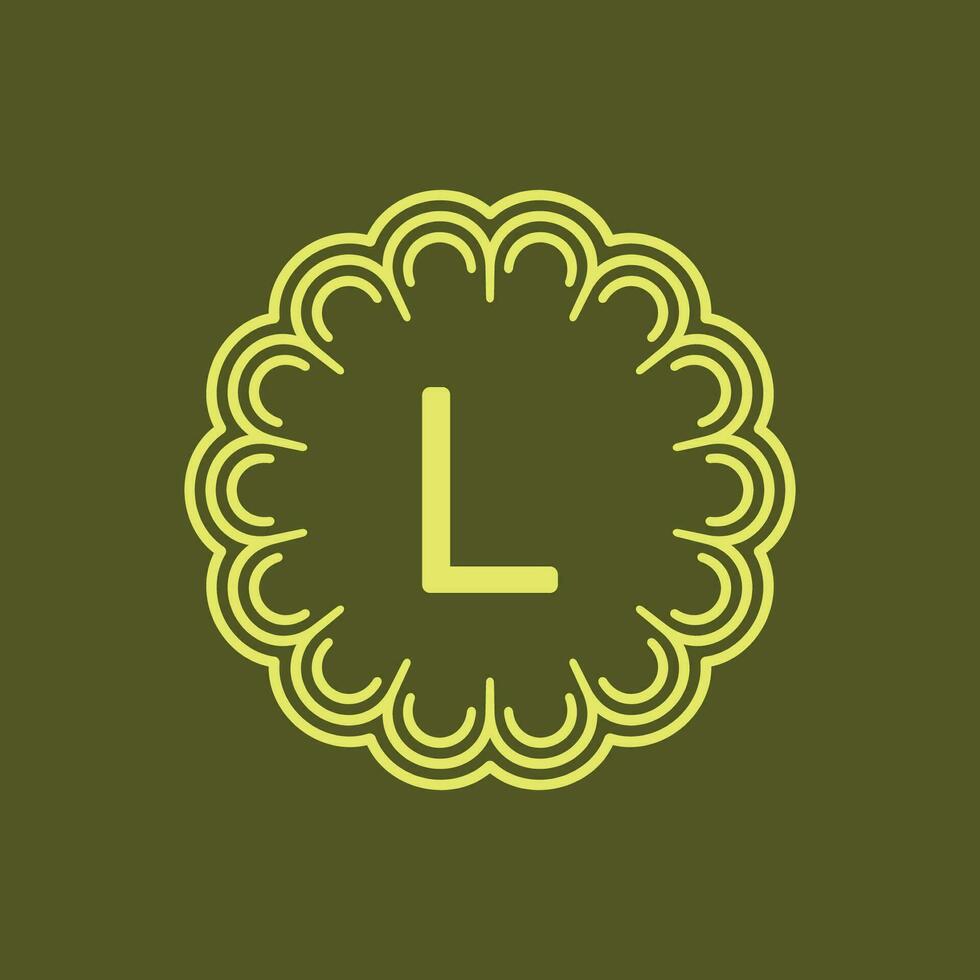 inicial letra l floral alfabeto circulo emblema Insignia logo vector