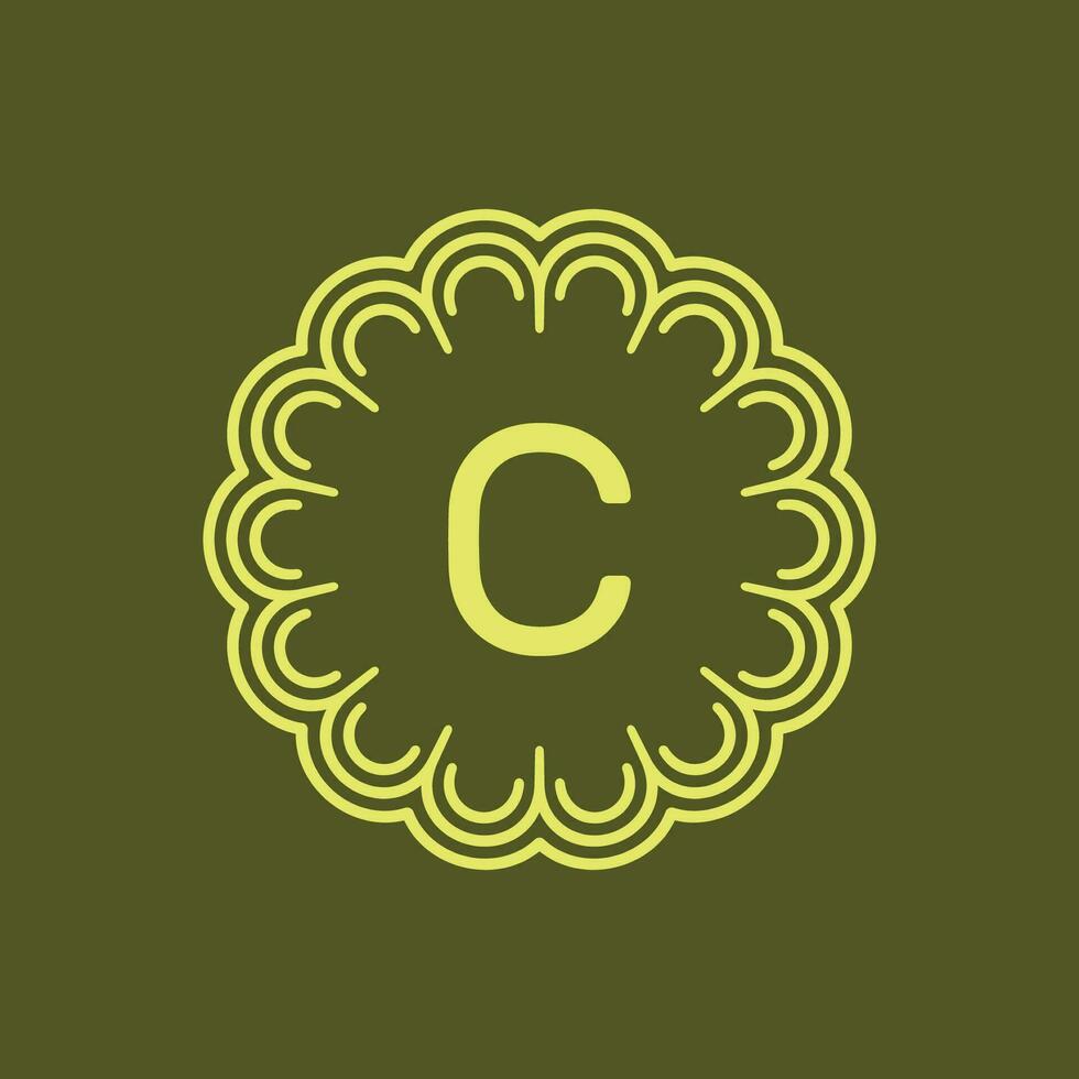 inicial letra C floral alfabeto circulo emblema Insignia logo vector