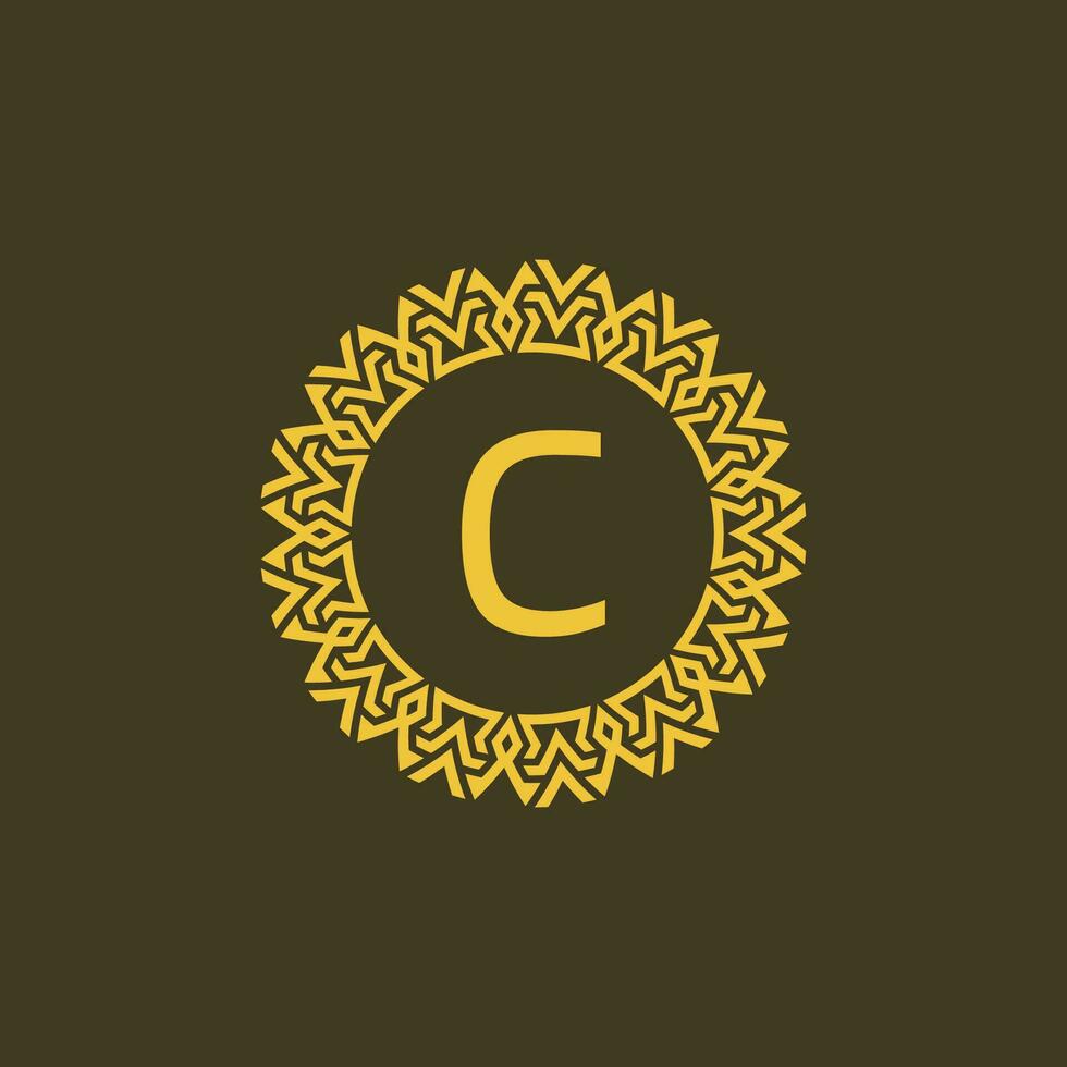 Modern emblem initial letter C ornamental tribe pattern circular logo vector