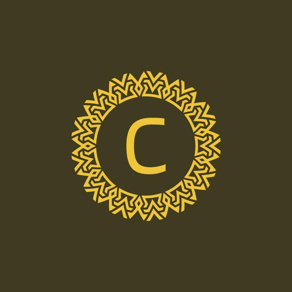 Modern emblem initial letter C ornamental tribe pattern circular logo vector