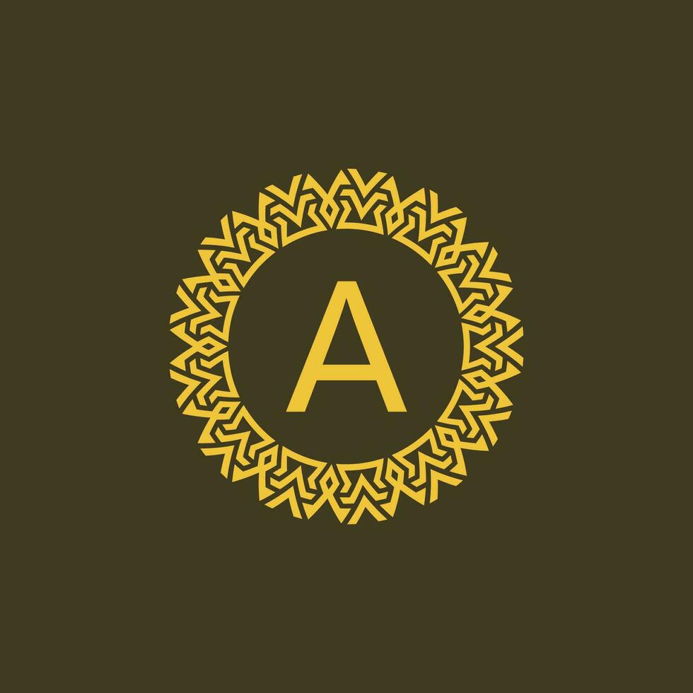 Modern emblem initial letter A ornamental tribe pattern circular logo vector