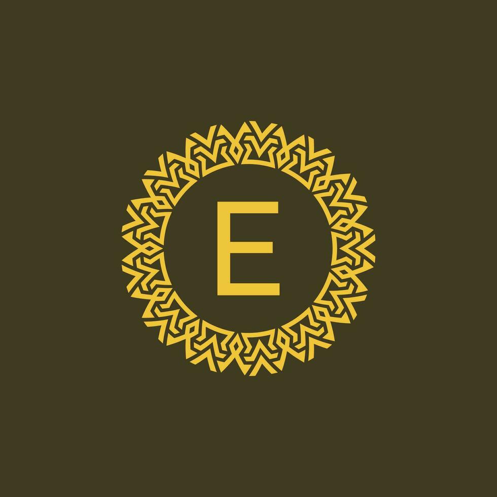 Modern emblem initial letter E ornamental tribe pattern circular logo vector