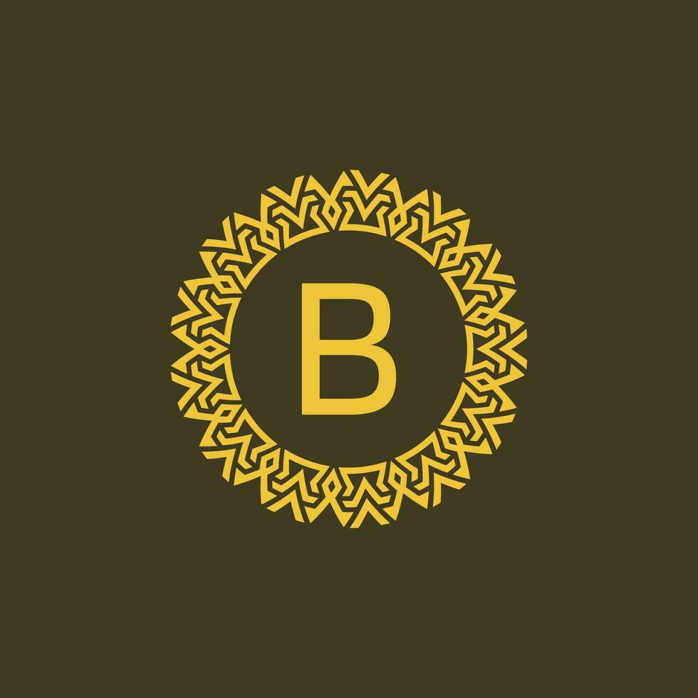 Modern emblem initial letter B ornamental tribe pattern circular logo vector