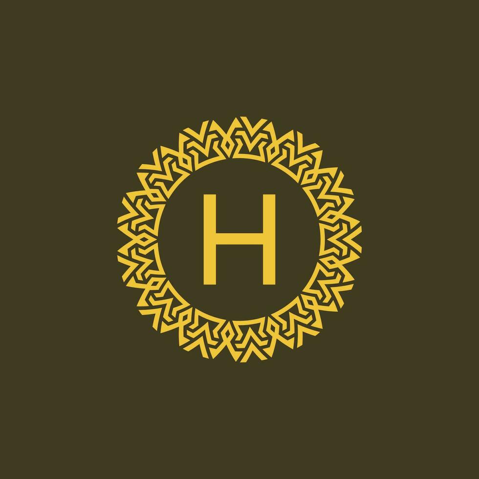 Modern emblem initial letter H ornamental tribe pattern circular logo vector