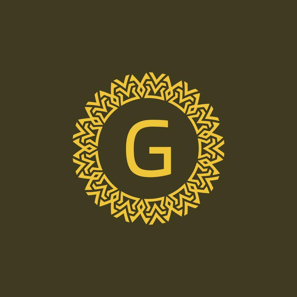Modern emblem initial letter G ornamental tribe pattern circular logo vector