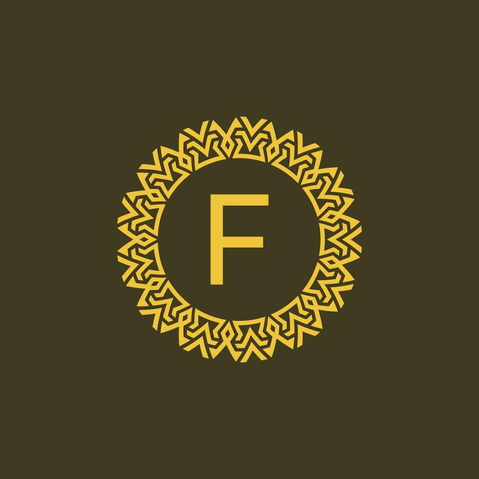 Modern emblem initial letter F ornamental tribe pattern circular logo vector