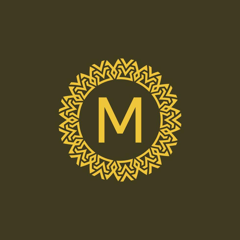 Modern emblem initial letter M ornamental tribe pattern circular logo vector