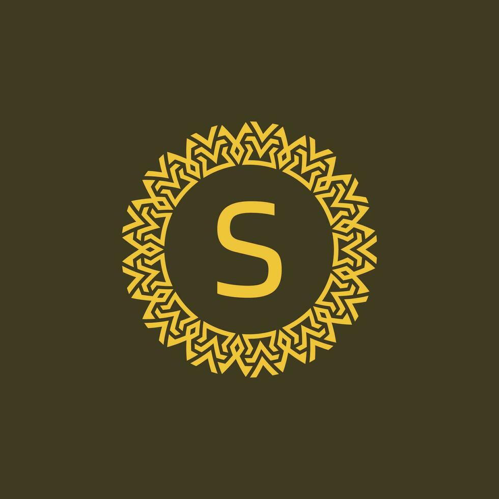 Modern emblem initial letter S ornamental tribe pattern circular logo vector