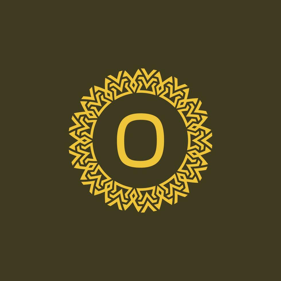 Modern emblem initial letter O ornamental tribe pattern circular logo vector