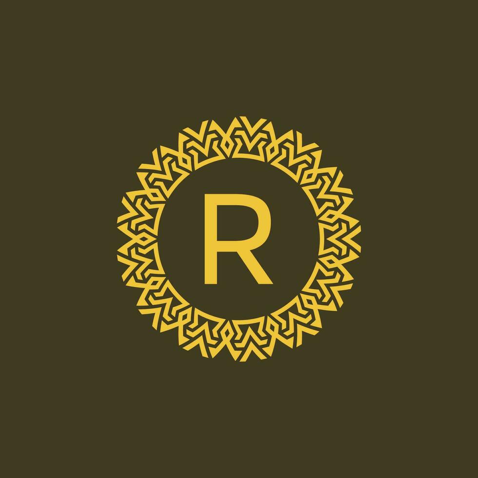 Modern emblem initial letter R ornamental tribe pattern circular logo vector