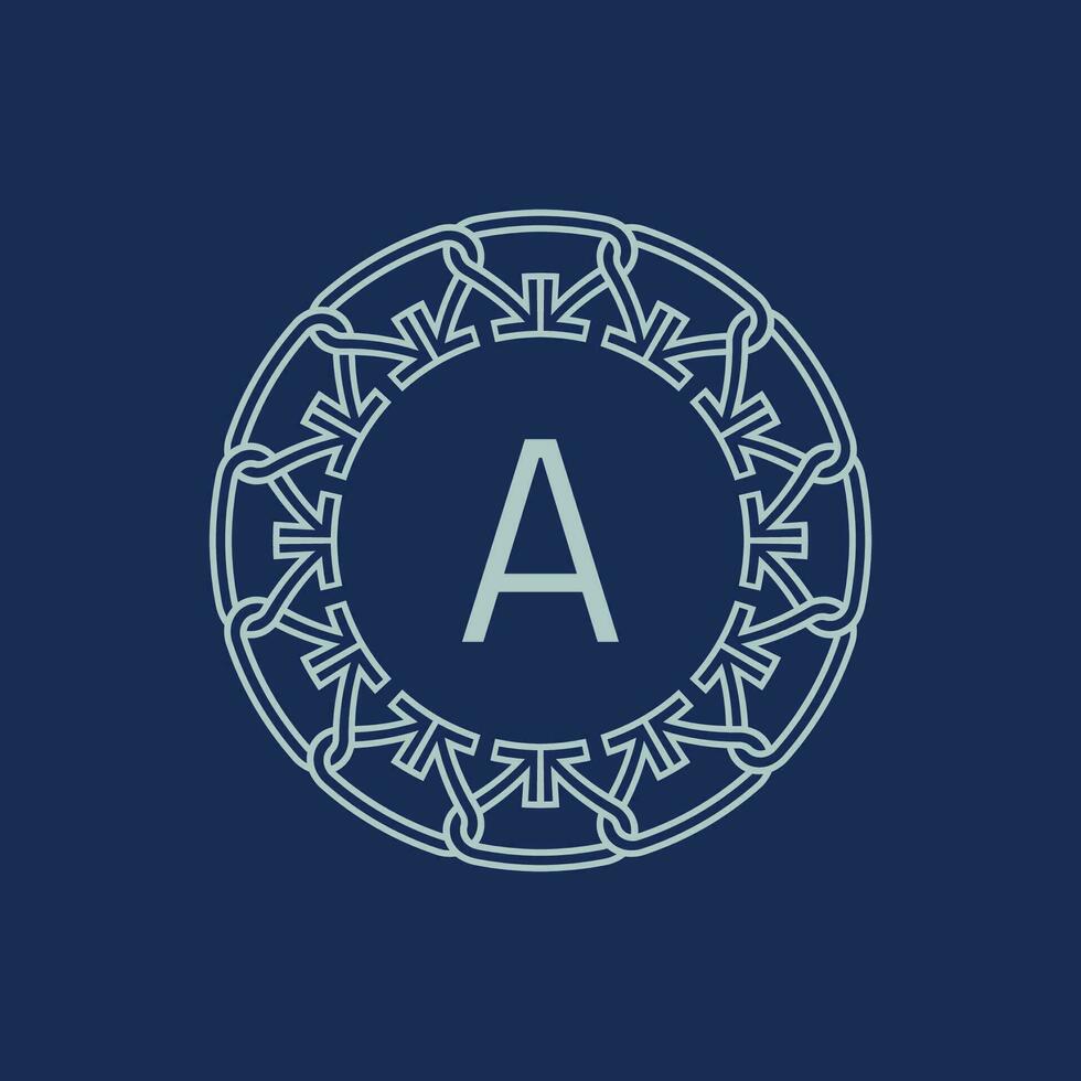 Modern emblem initial letter A ornamental tribe pattern circular logo vector