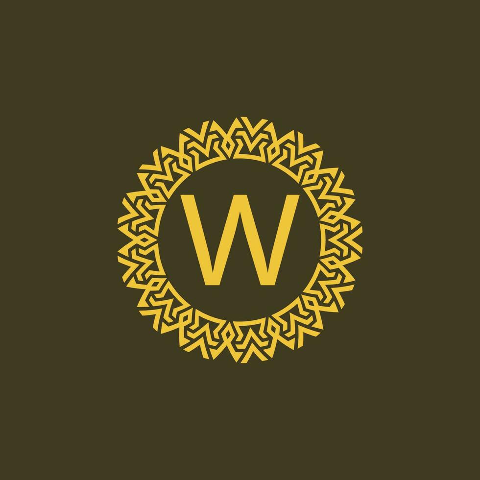 Modern emblem initial letter W ornamental tribe pattern circular logo vector