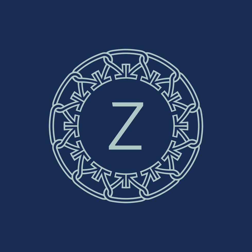 moderno emblema inicial letra z ornamental tribu modelo circular logo vector
