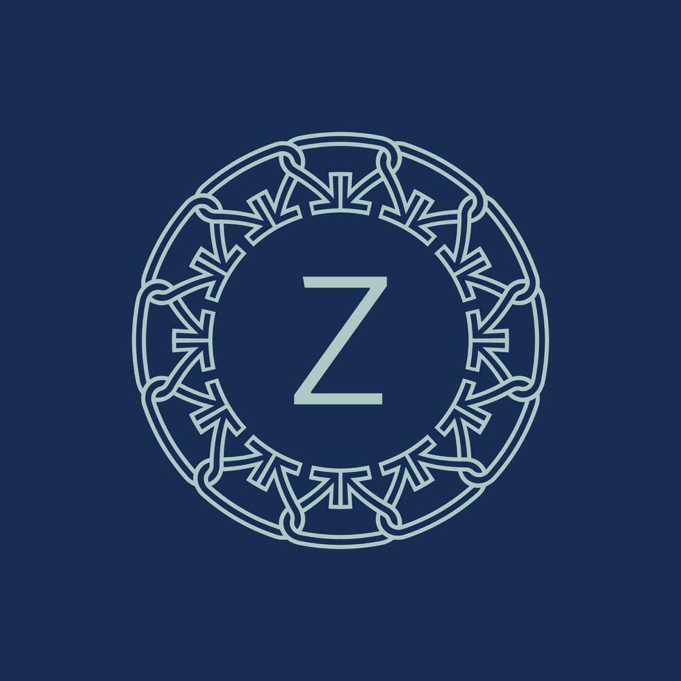 Modern emblem initial letter Z ornamental tribe pattern circular logo vector