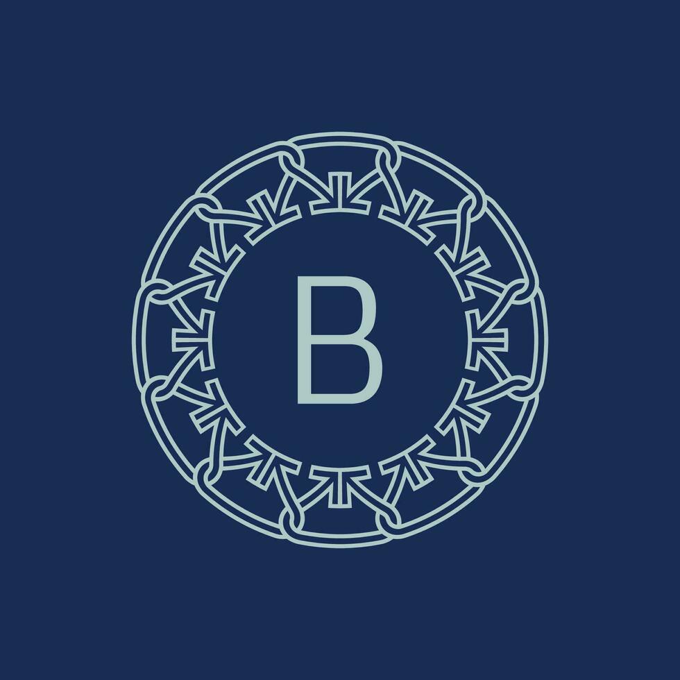 Modern emblem initial letter B ornamental tribe pattern circular logo vector