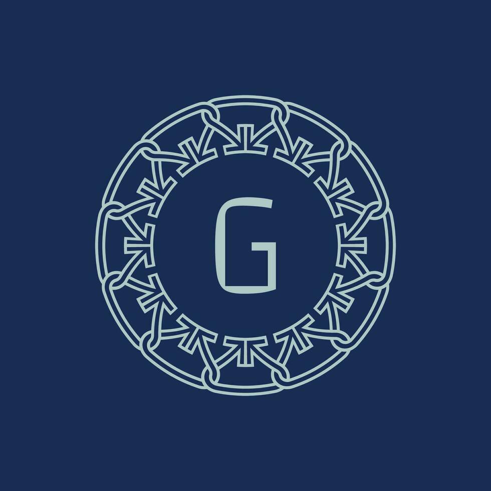 Modern emblem initial letter G ornamental tribe pattern circular logo vector