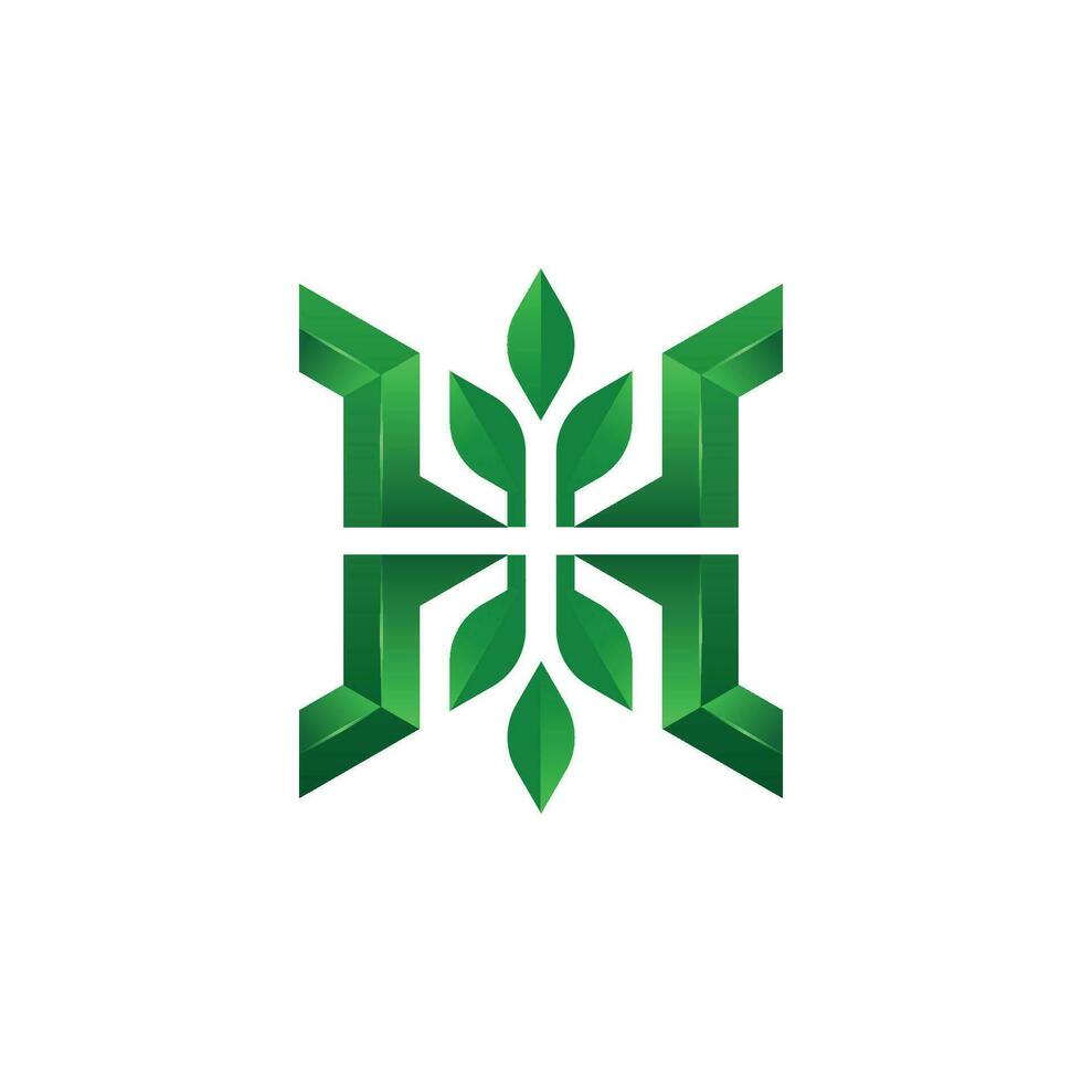 Modern and Elegant letter H leaf or leaves logo vector
