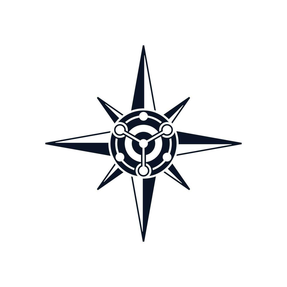 modern compass logo combined with analytic digital data vector
