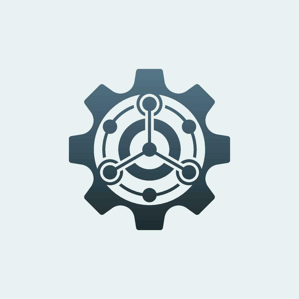 modern gear logo combined with analytic digital data vector