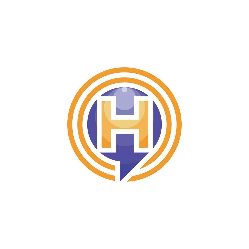 Initial letter H speech bubble chat logo vector
