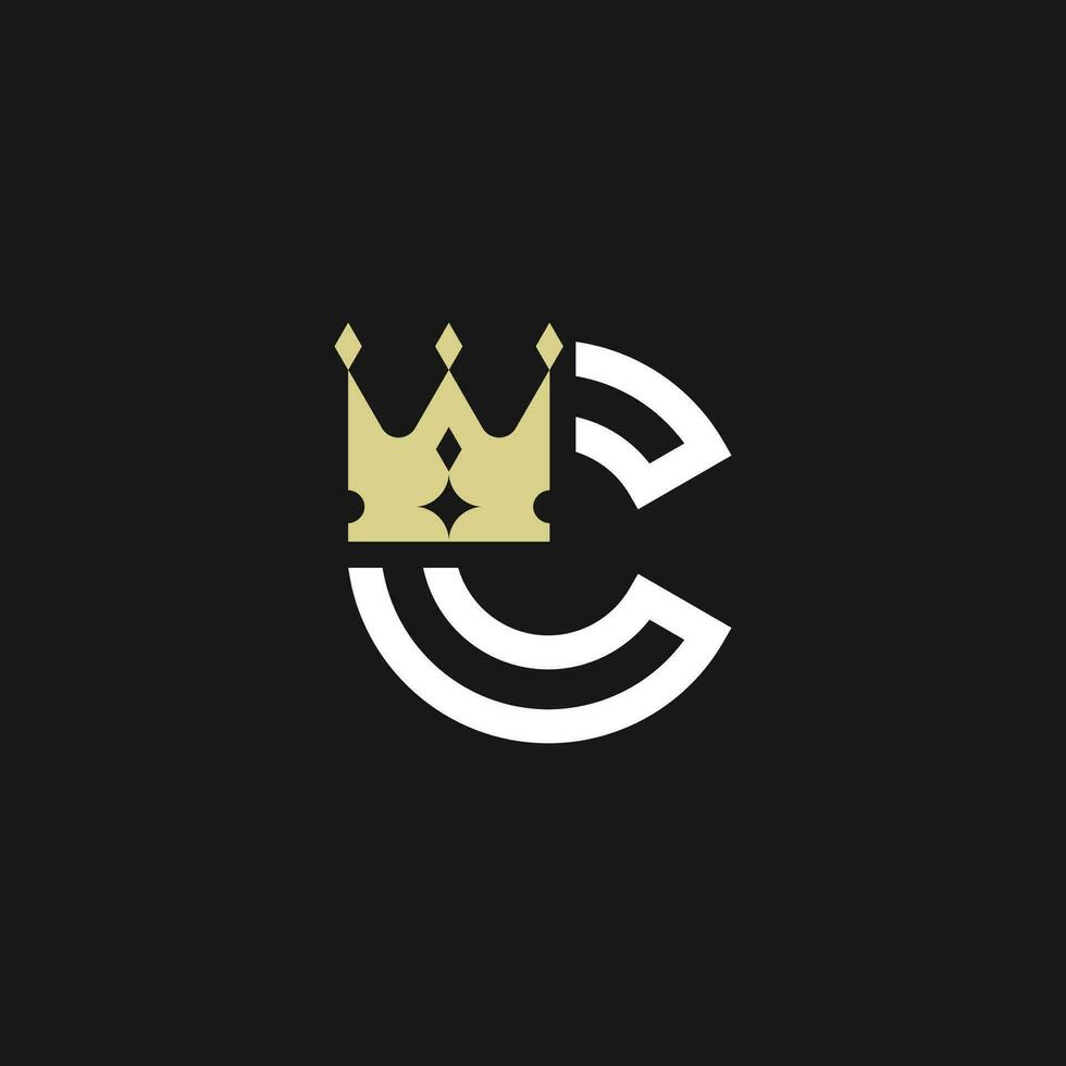 modern elegant letter C crown royal premium logo vector