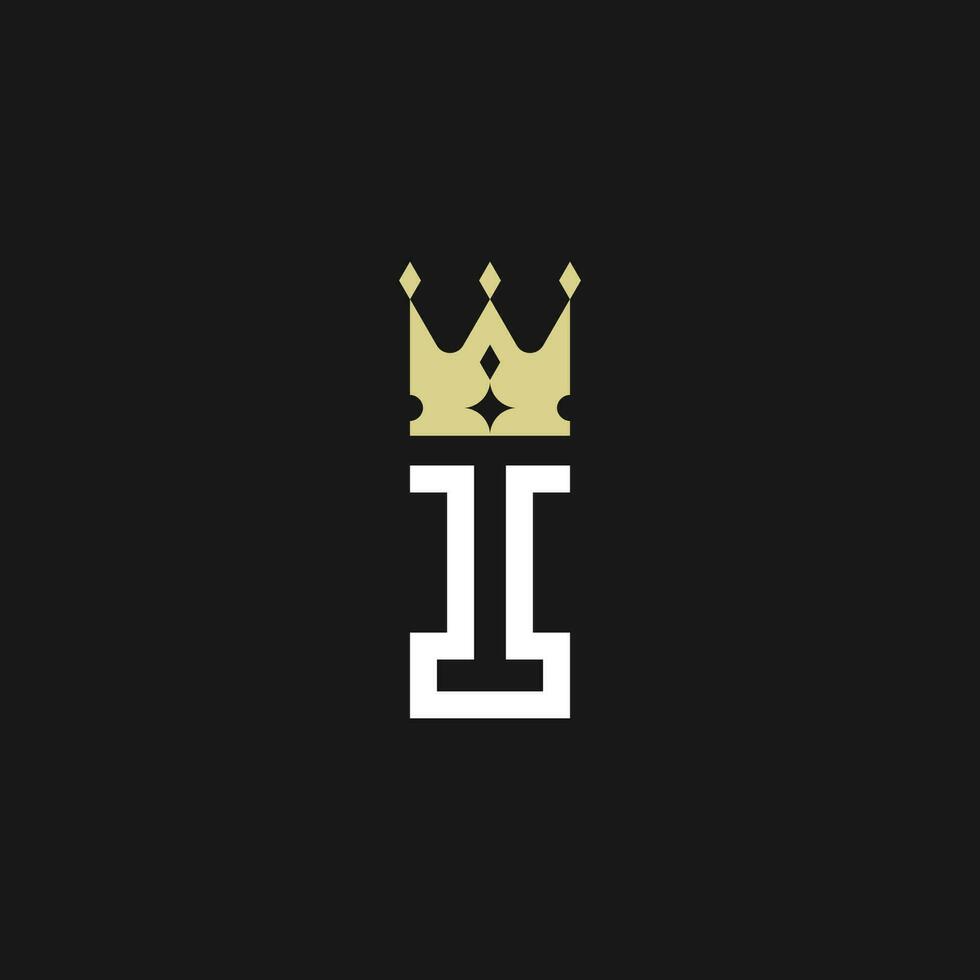 moderno elegante letra yo corona real prima logo vector