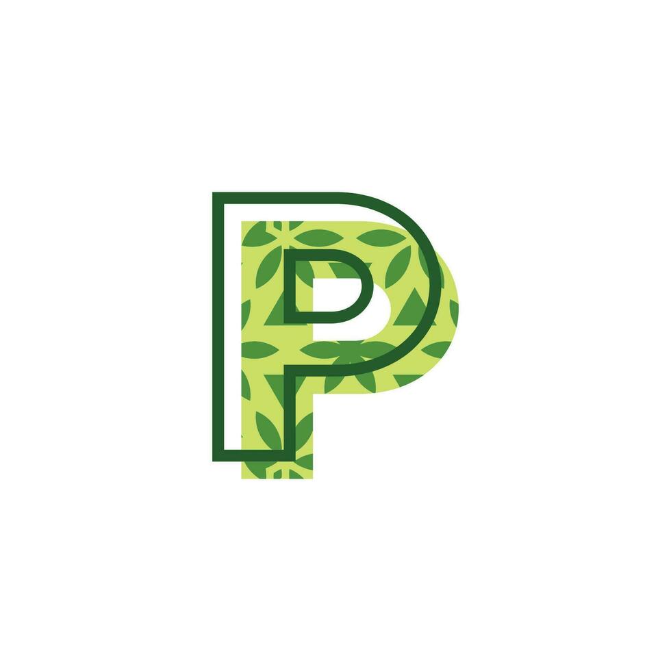 simple and modern letter P natural leaf pattern logo vector