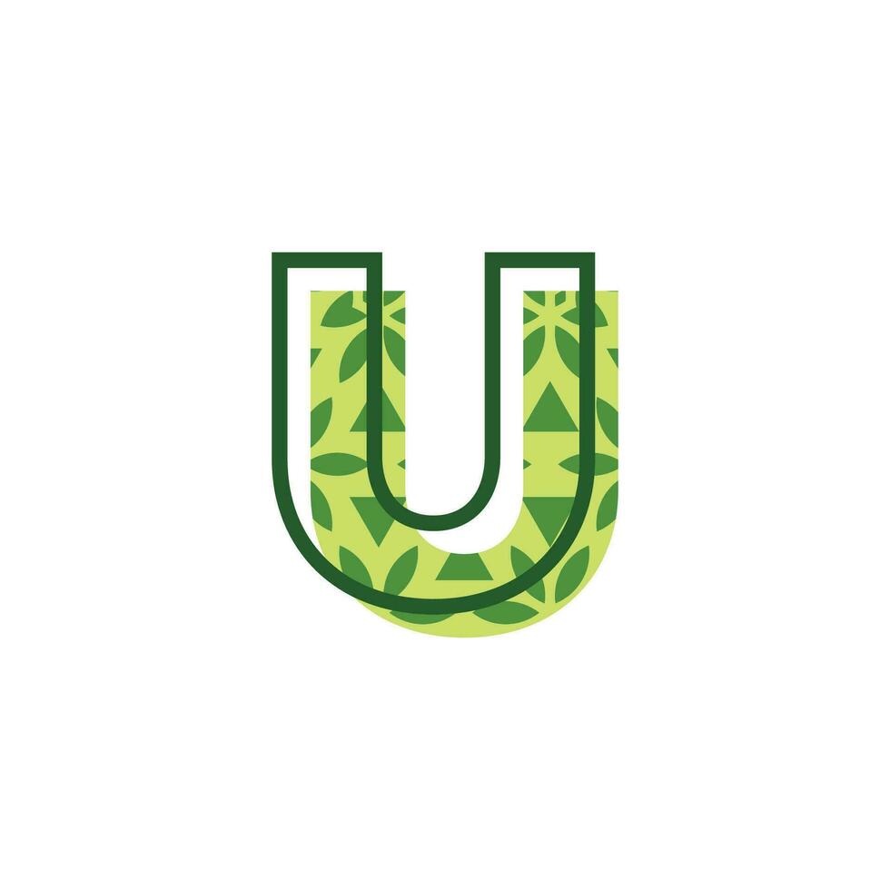 simple and modern letter U natural leaf pattern logo vector