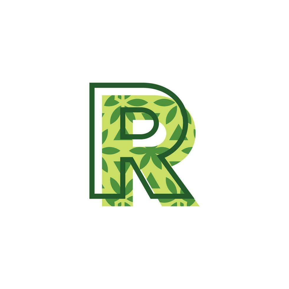 simple and modern letter R natural leaf pattern logo vector