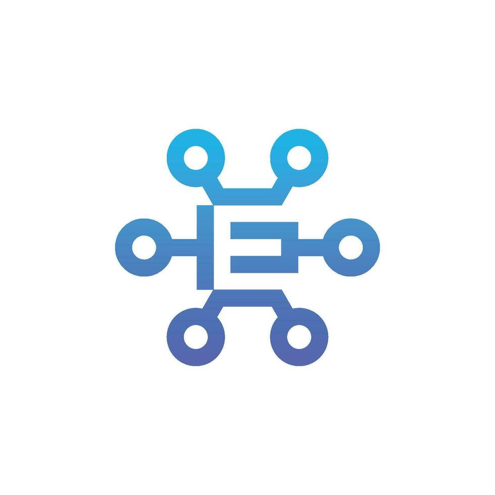 modern and sophisticated letter E network link digital electronic vector