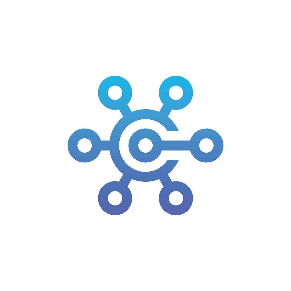 modern and sophisticated letter C network link digital electronic vector