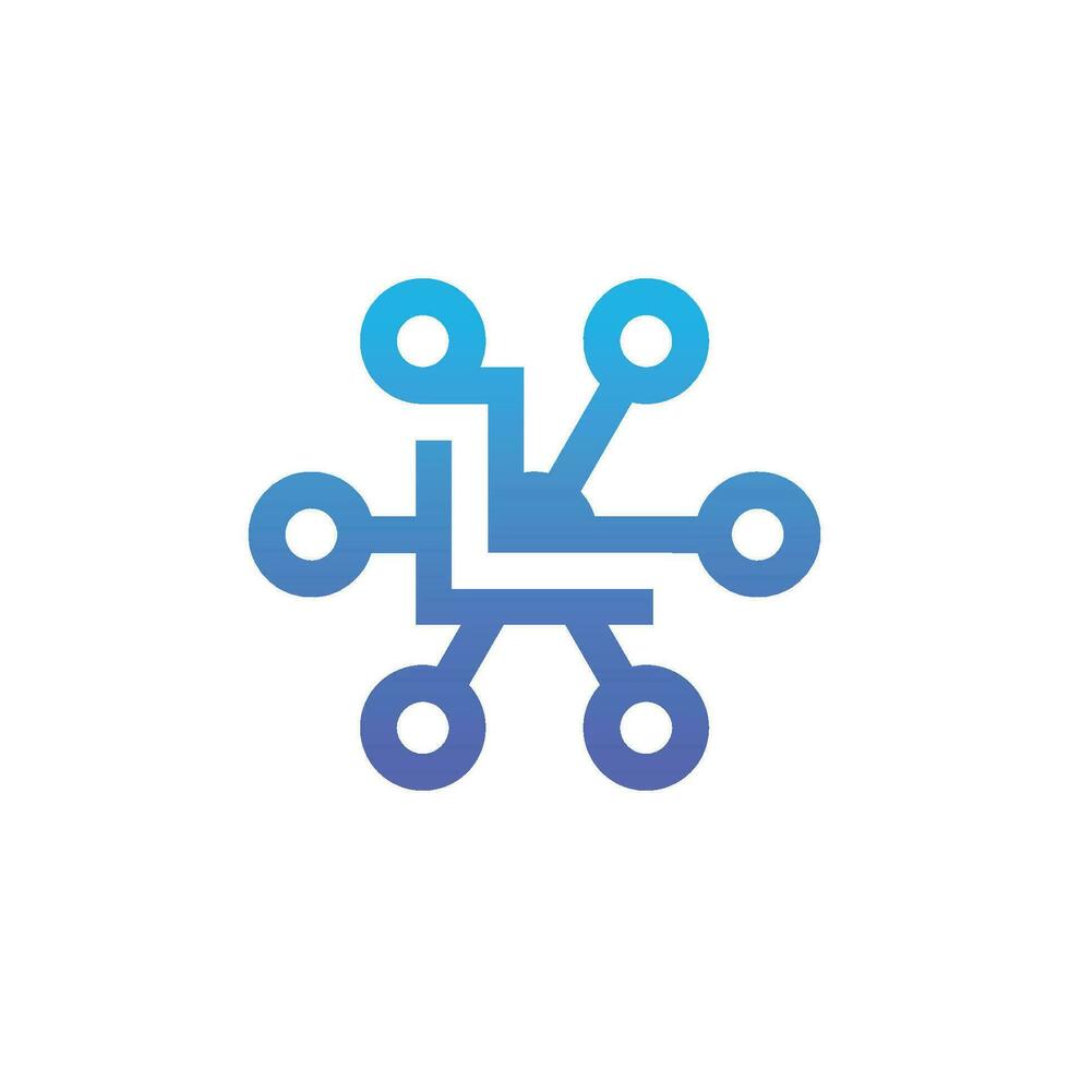 modern and sophisticated letter L network link digital electronic vector