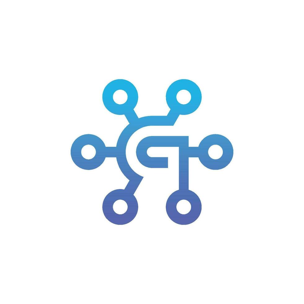 modern and sophisticated letter G network link digital electronic vector