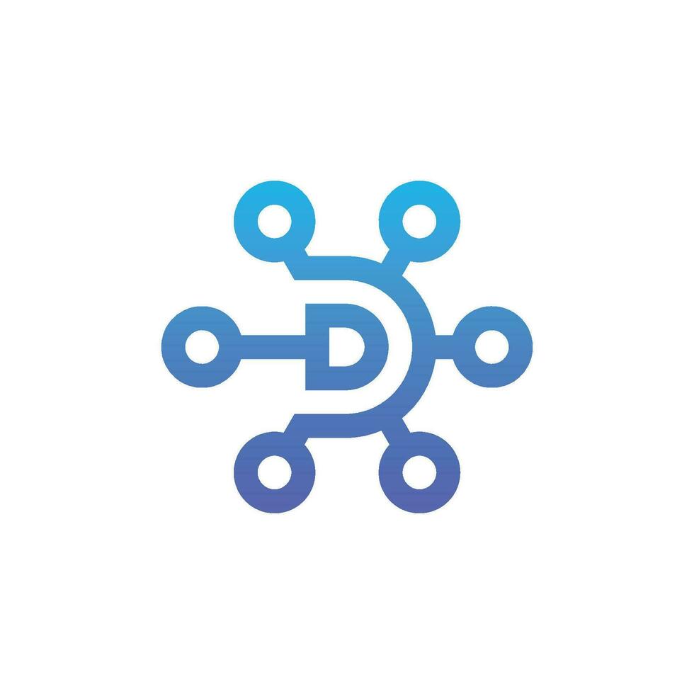 modern and sophisticated letter D network link digital electronic vector