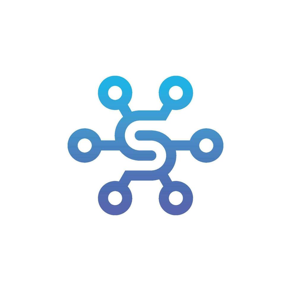 modern and sophisticated letter S network link digital electronic vector