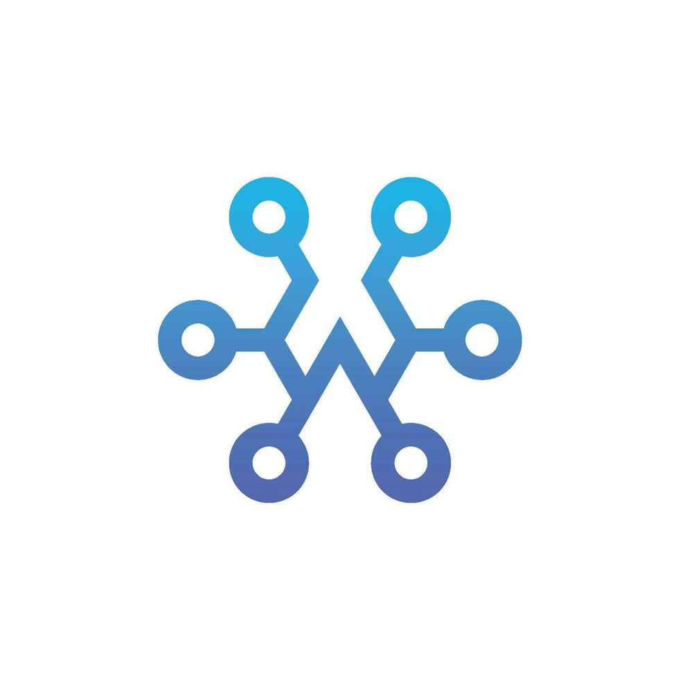 modern and sophisticated letter W network link digital electronic vector