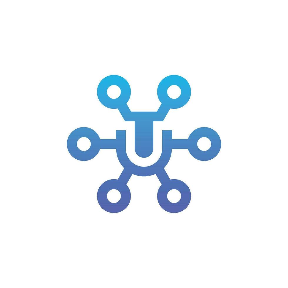 modern and sophisticated letter U network link digital electronic vector