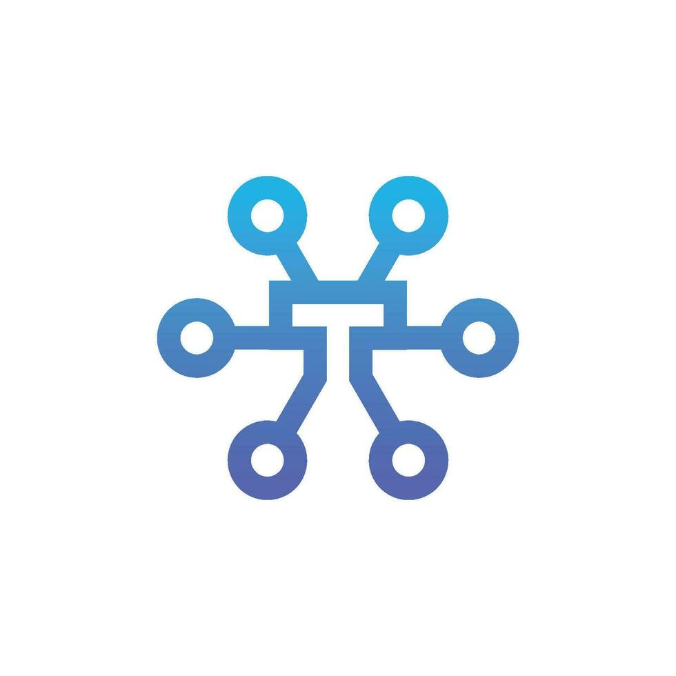 modern and sophisticated letter T network link digital electronic vector
